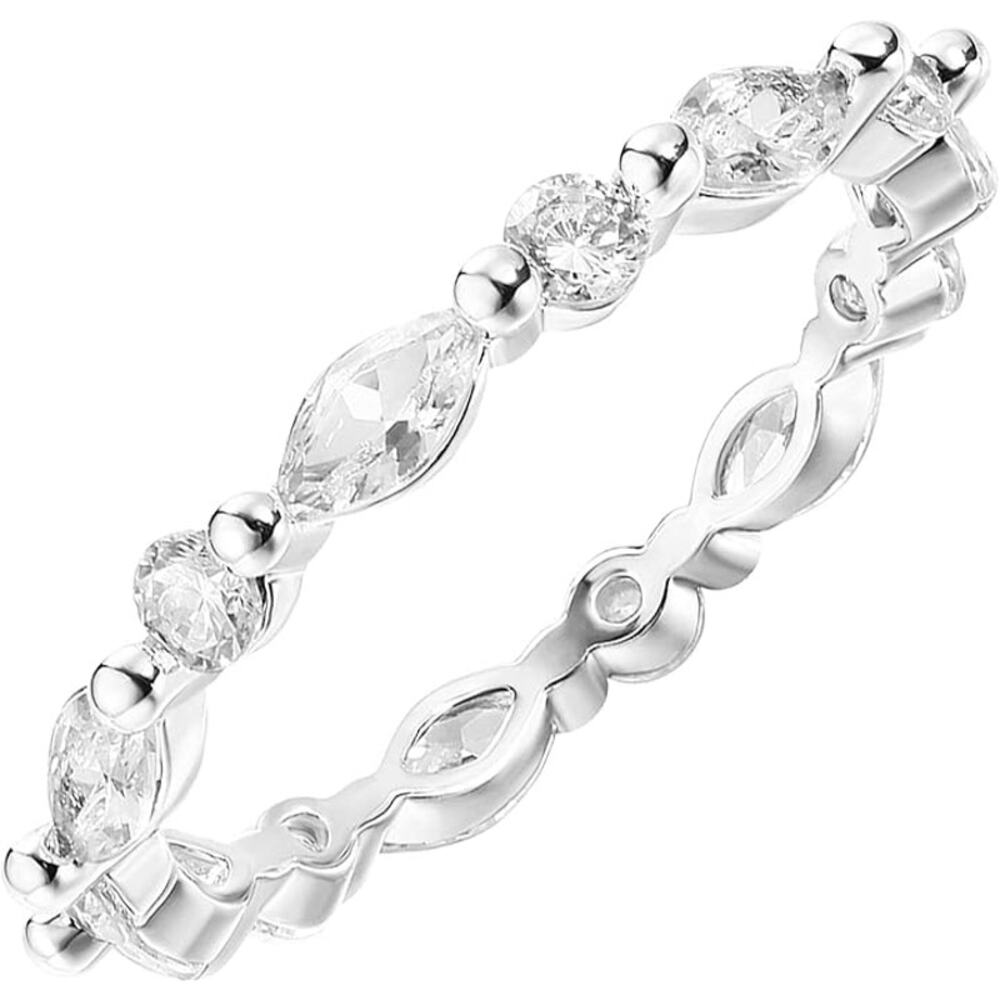 PAVOI 14K white Gold Plated Ring Cubic Zirconia Love 2.5mm Stackable Women SZ4.5